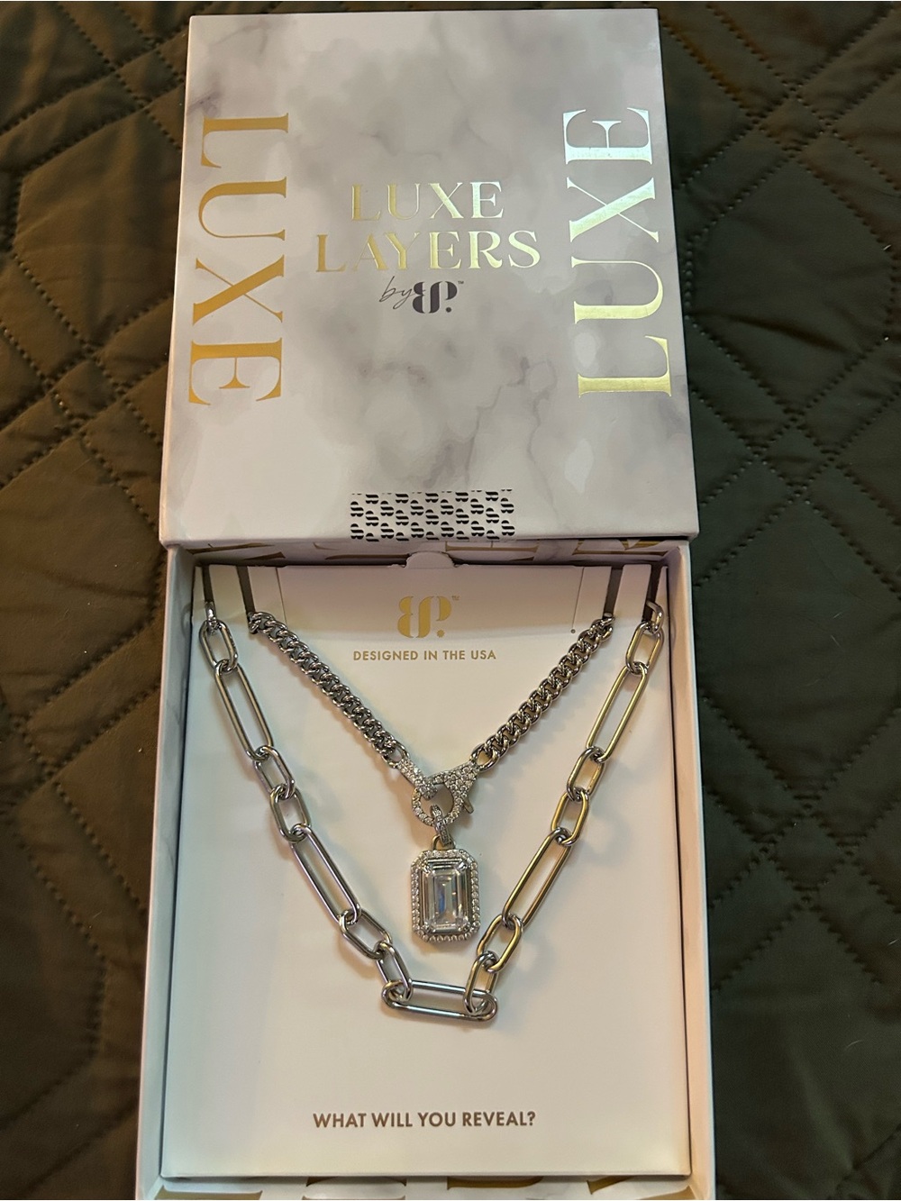 Bomb Party Luxe Layers She’s Regal Silver CZ Necklace NWT